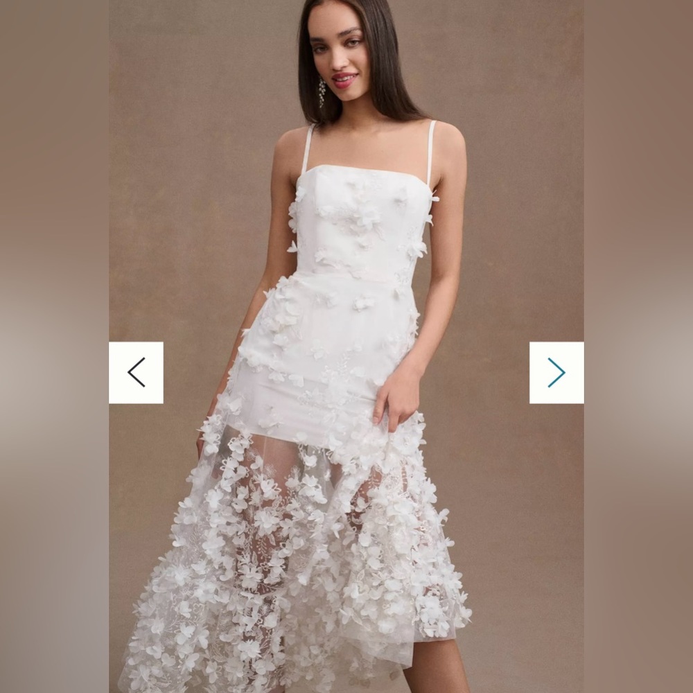 Helsi Audrey Square-Neck Floral Applique Sheer Midi Dress